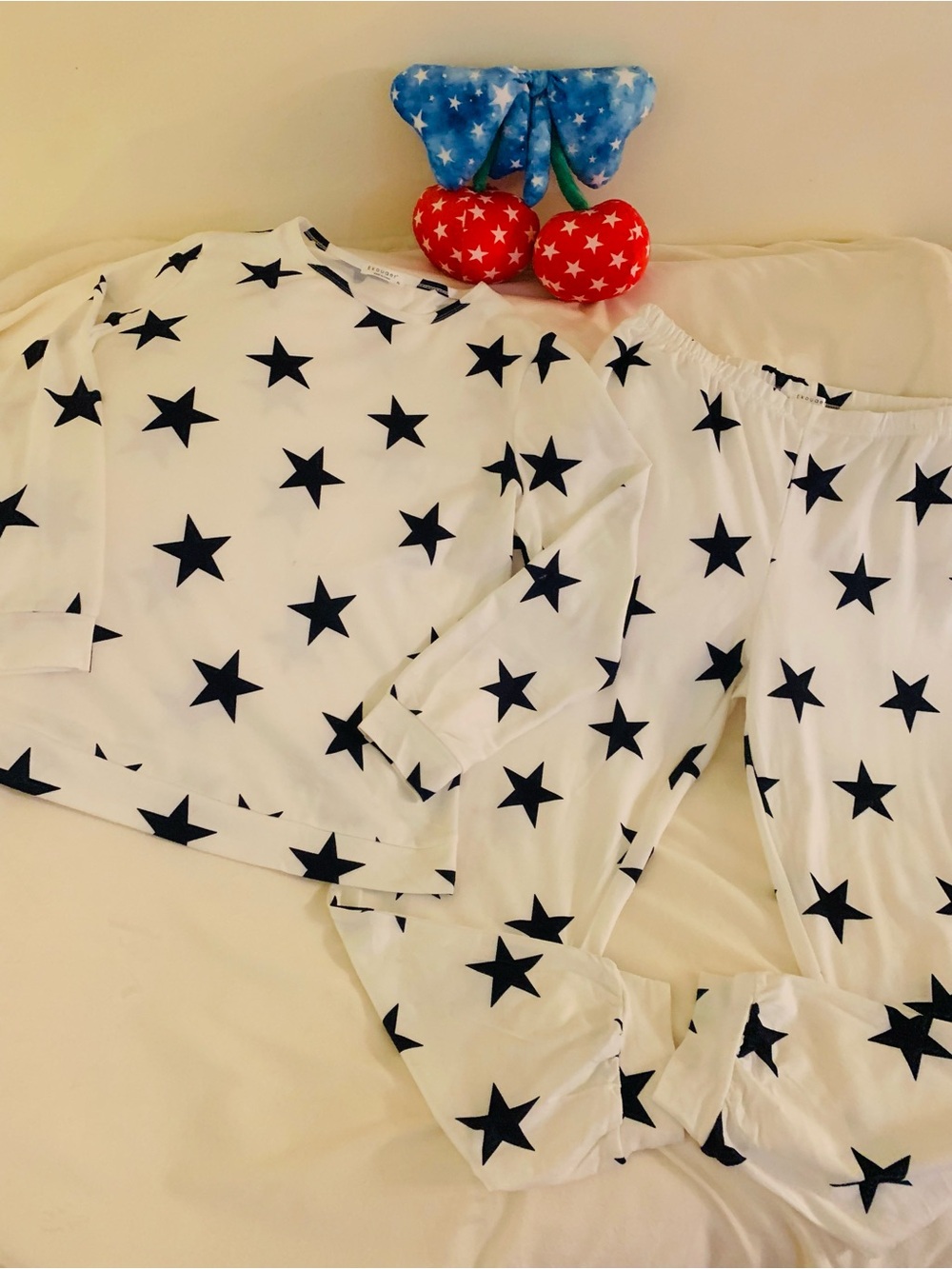 Ekouaer Stars Loungewear Set Navy & White Jogger Pajama Set Women’s Size XL